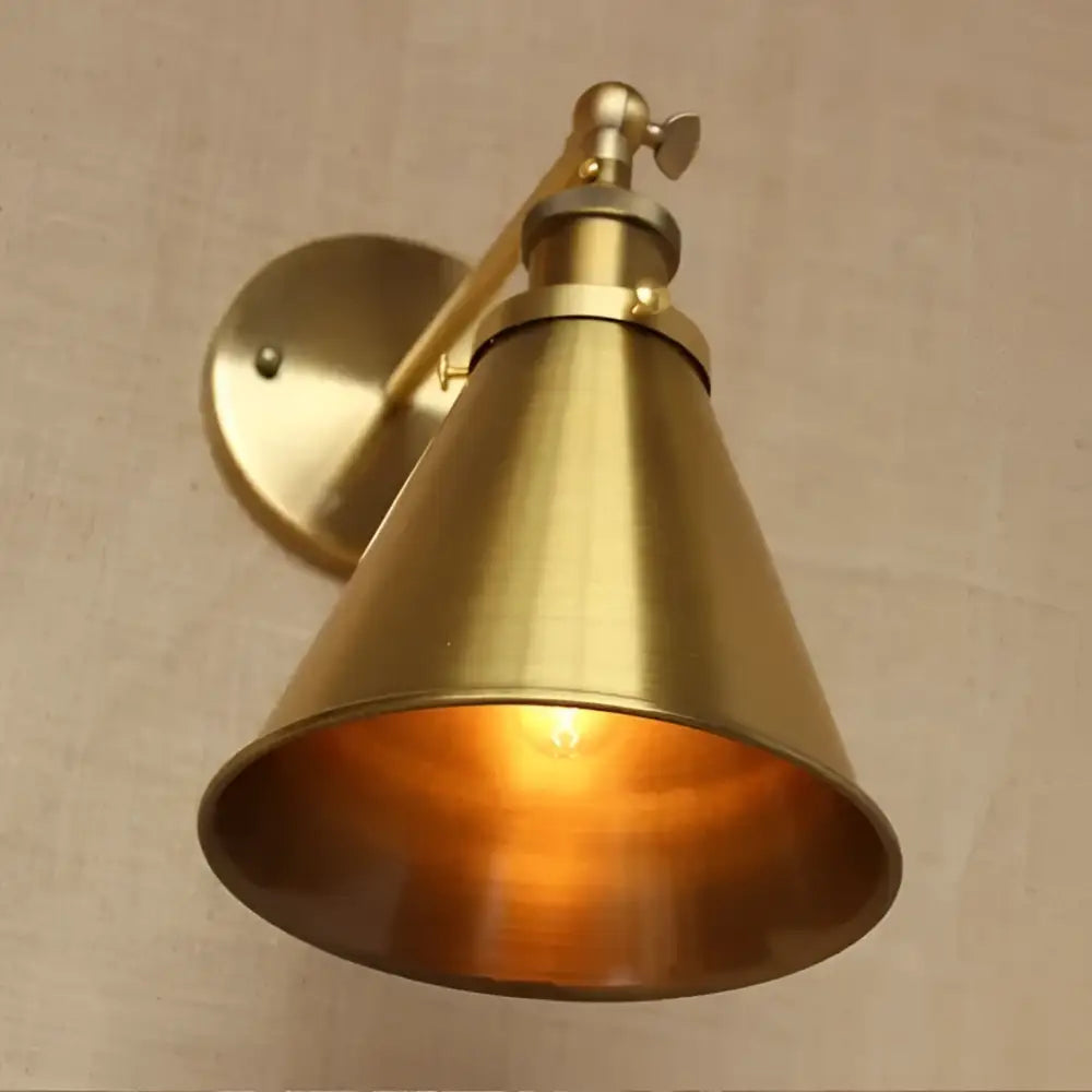 Industrial vintage brass wall sconce bedroom light with adjustable arm