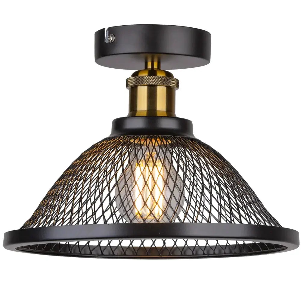 Industrial vintage cage black and brass ceiling light kitchen