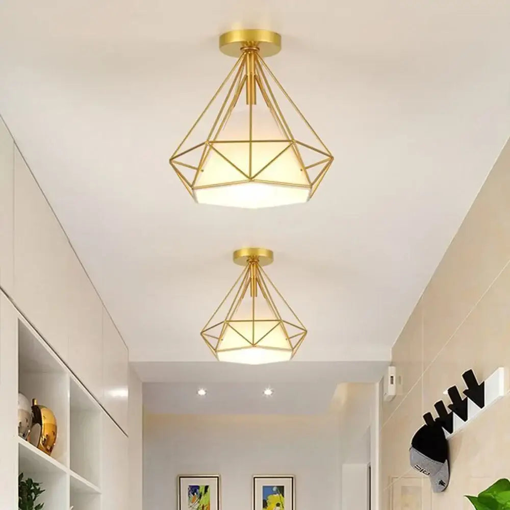 Industrial vintage ceiling light geometric diamond living room lamp