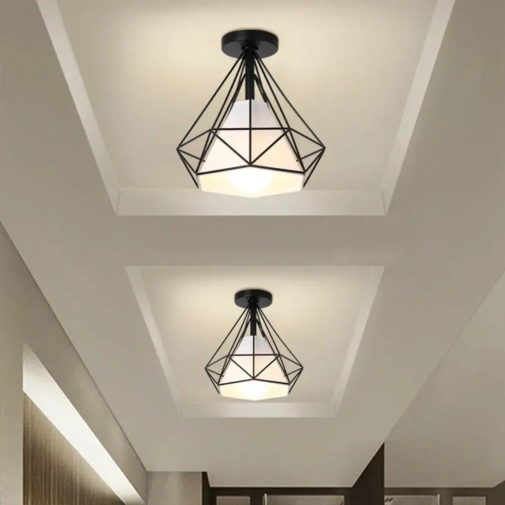Industrial vintage ceiling light geometric diamond living room lamp