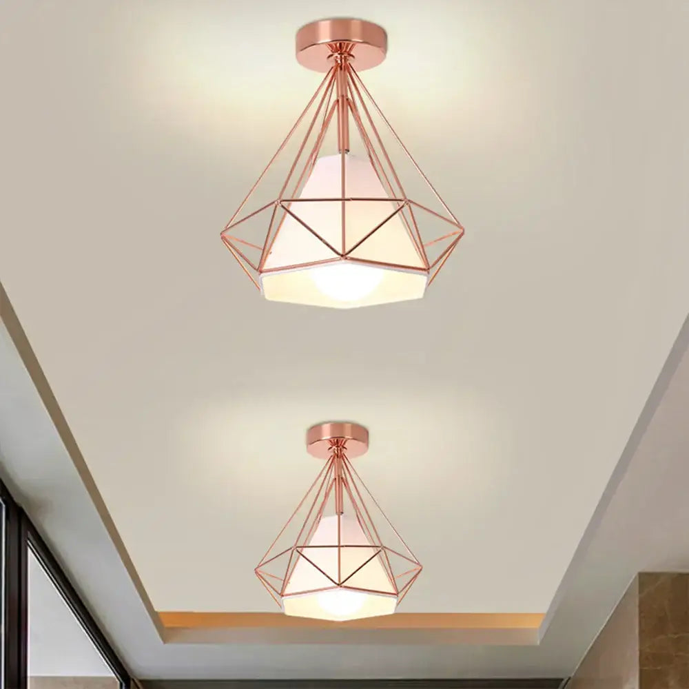 Industrial vintage ceiling light geometric diamond living room lamp