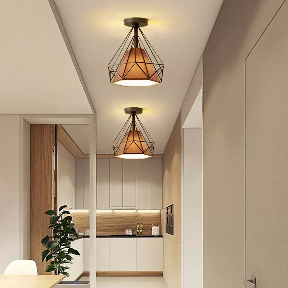 Industrial vintage ceiling light geometric diamond living room lamp