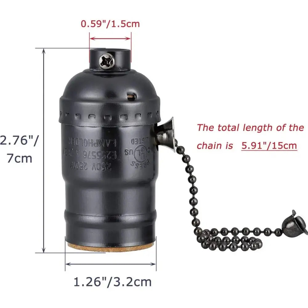 Industrial vintage chain lamp base dining room socket cap