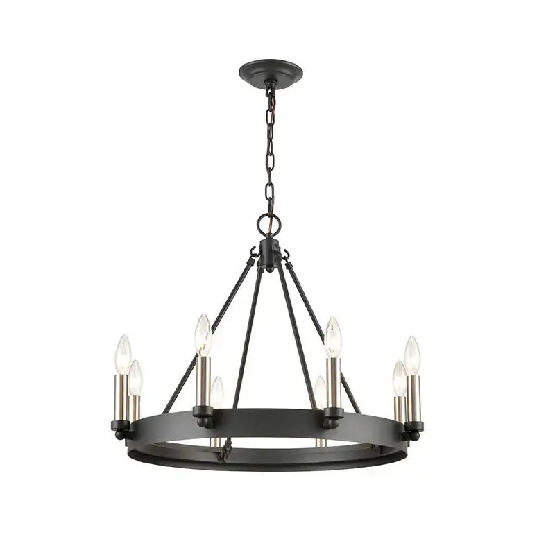 Industrial vintage chandelier black 8 light iron pendant kitchen