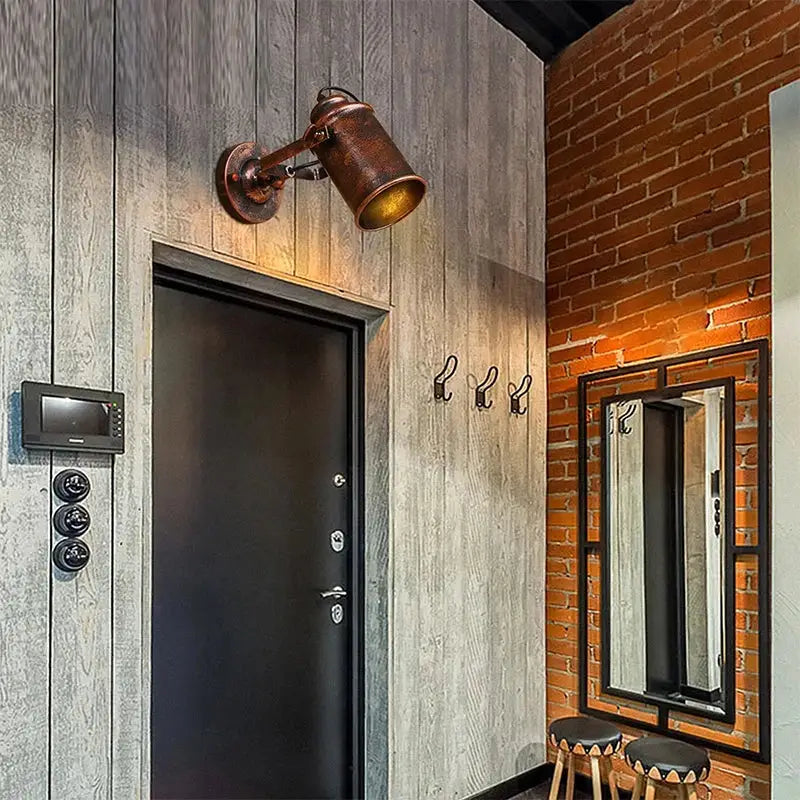 Industrial vintage copper wall lamp bedroom adjustable spotlight