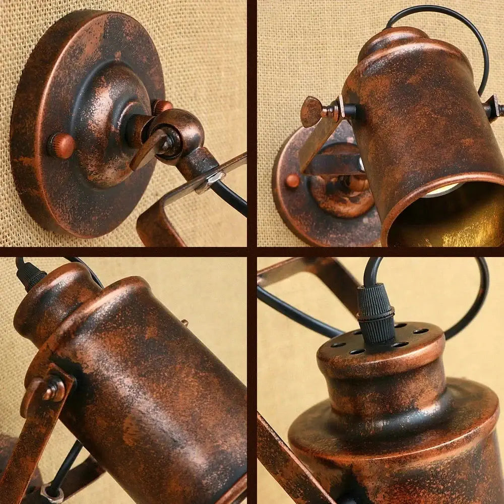 Industrial vintage copper wall lamp bedroom adjustable spotlight