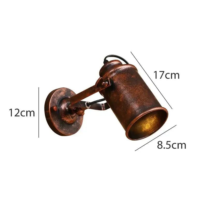 Industrial vintage copper wall lamp bedroom adjustable spotlight