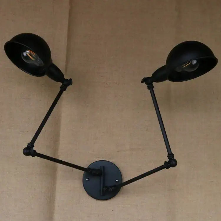 Industrial vintage double brass wall sconce bedroom arm light