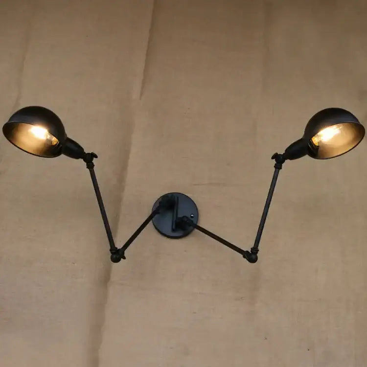 Industrial vintage double brass wall sconce bedroom arm light