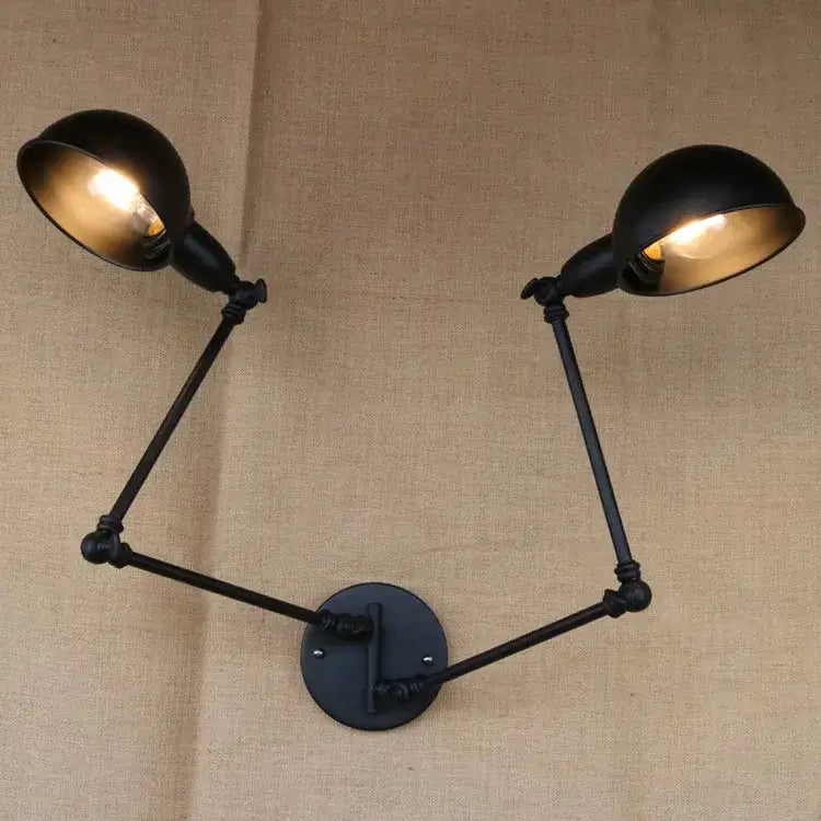 Industrial vintage double brass wall sconce bedroom arm light