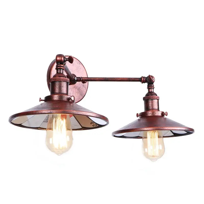 Industrial vintage double copper wall light bedroom reading sconce