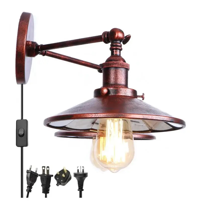 Industrial vintage double copper wall light bedroom reading sconce