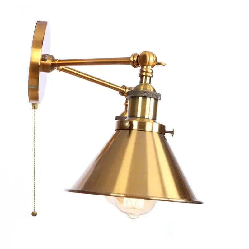 Industrial vintage gold brass wall light bedroom double arm sconce