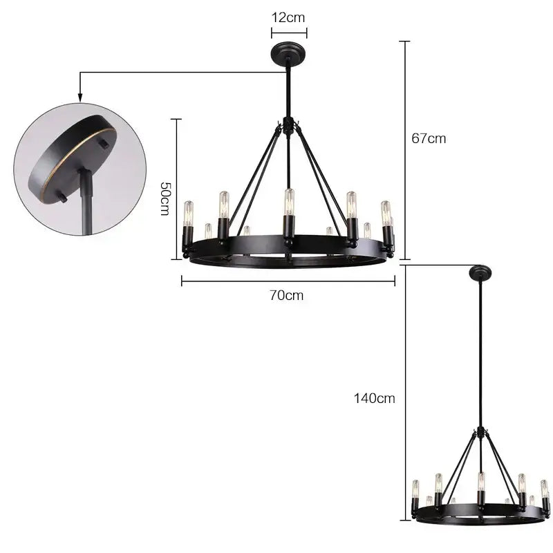 Industrial vintage iron 8 light chandelier kitchen pendant lights
