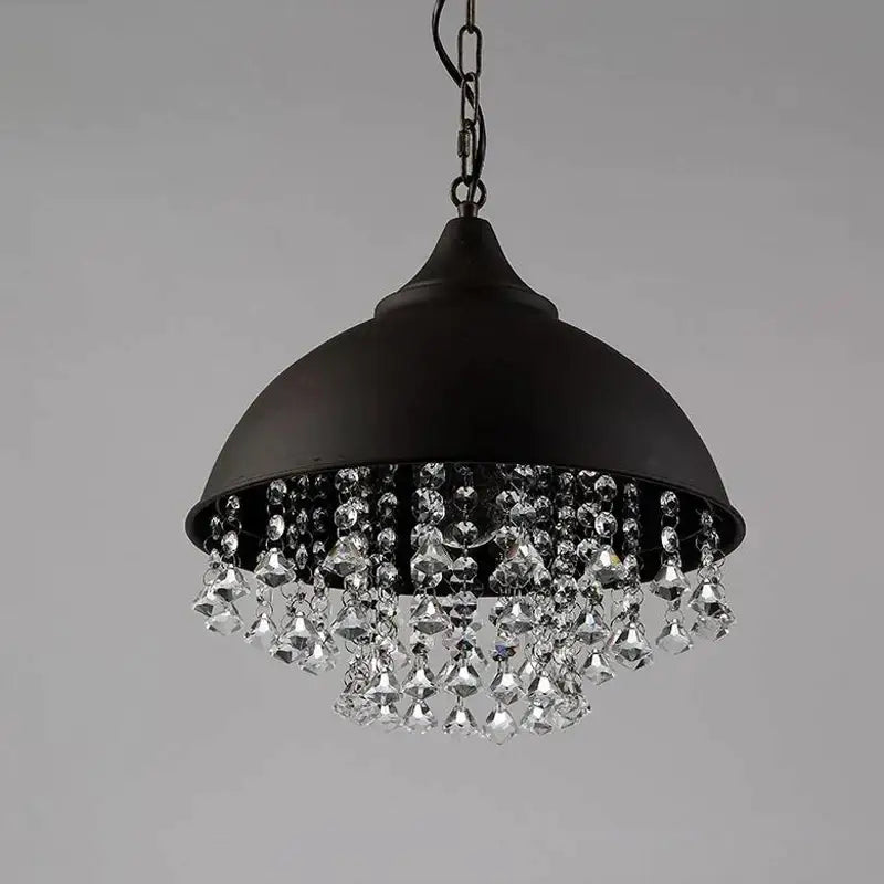 Industrial vintage iron crystal pendant light kitchen chandelier