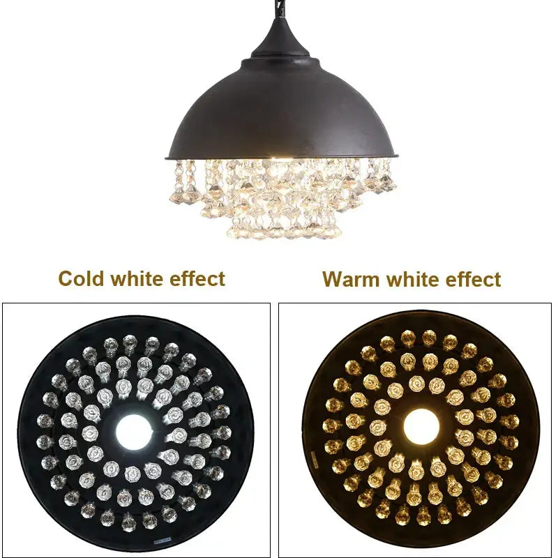Industrial vintage iron crystal pendant light kitchen chandelier