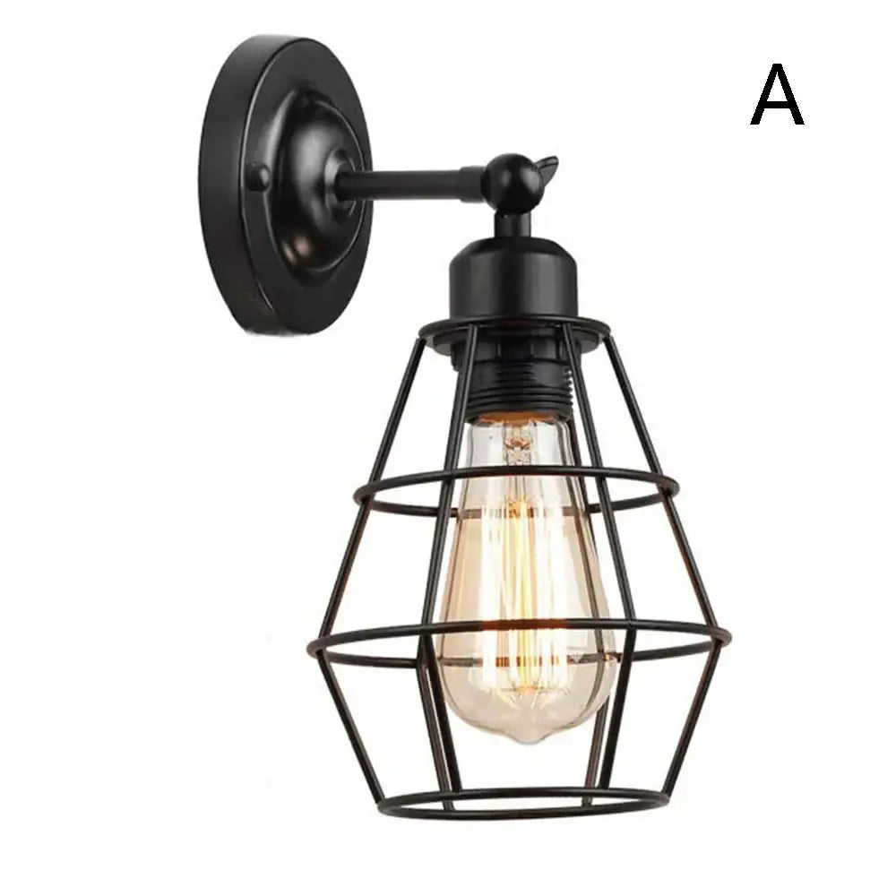 Industrial vintage led wall light orange leather bedroom sconce