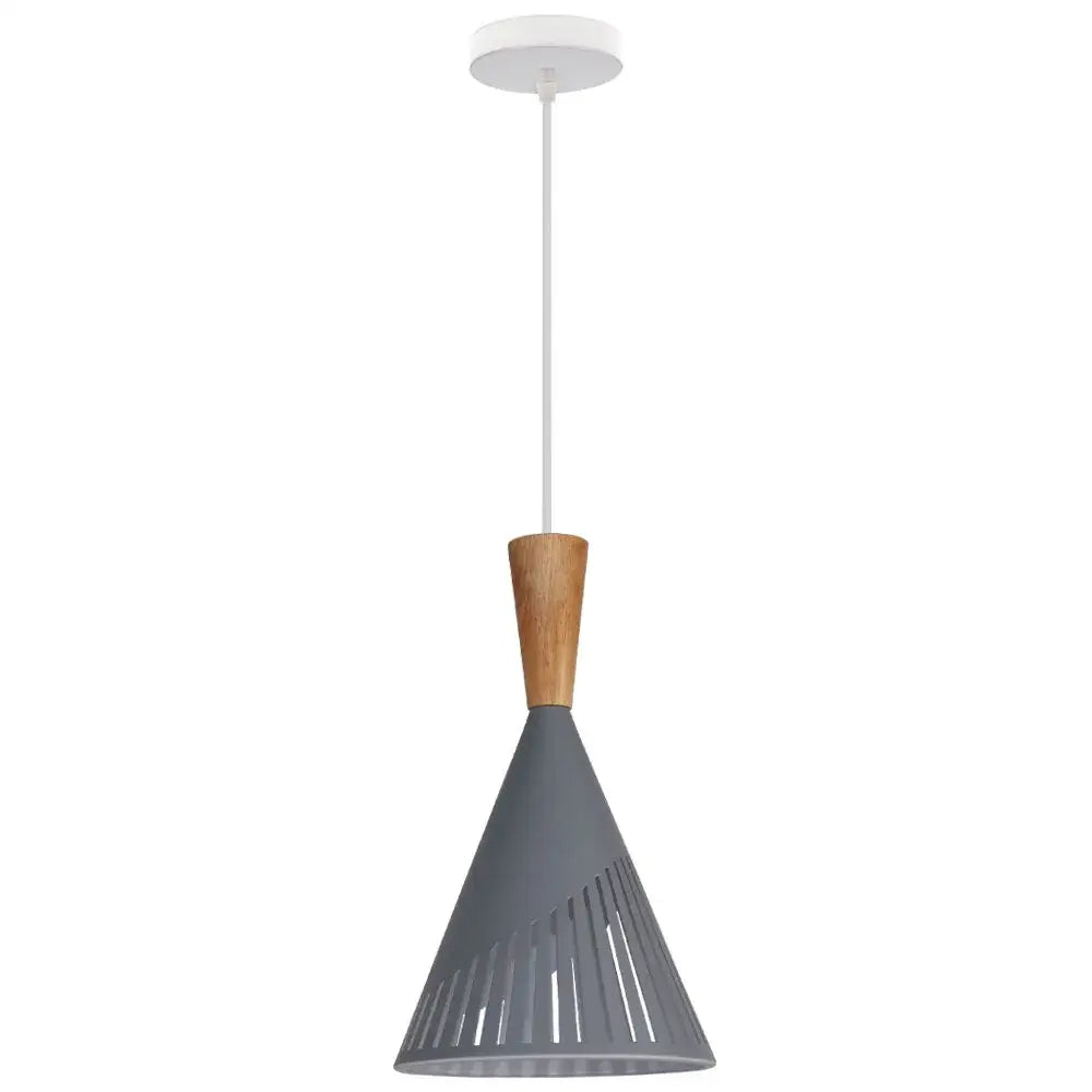 Industrial vintage pendant light black wood slatted kitchen lamp