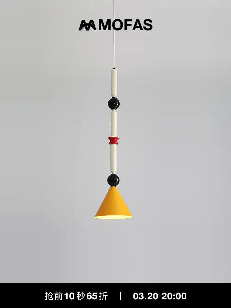 Industrial vintage pendant light yellow & white kitchen hanging lamp