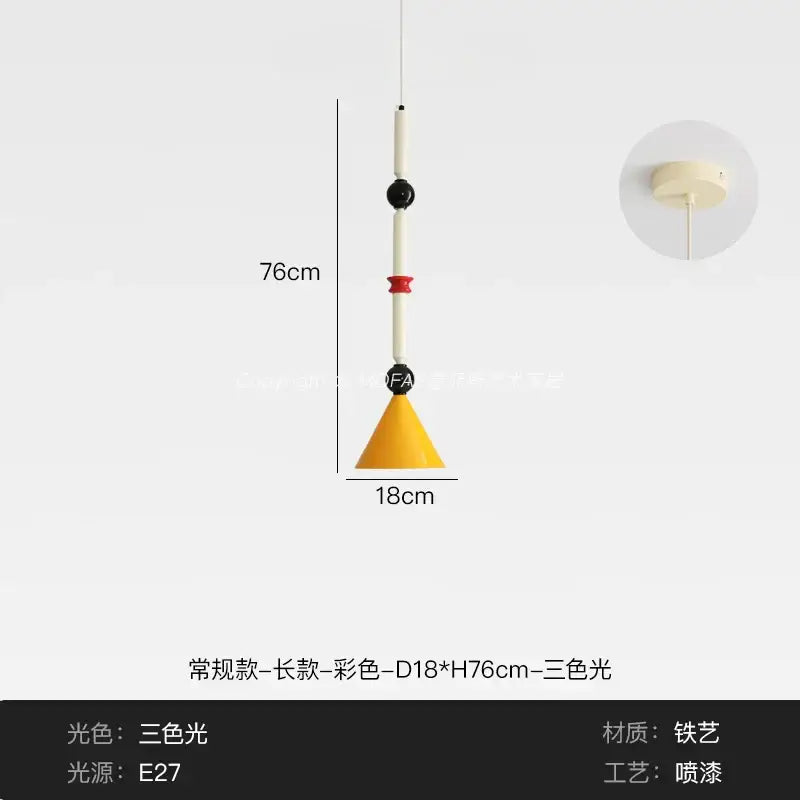 Industrial vintage pendant light yellow & white kitchen hanging lamp