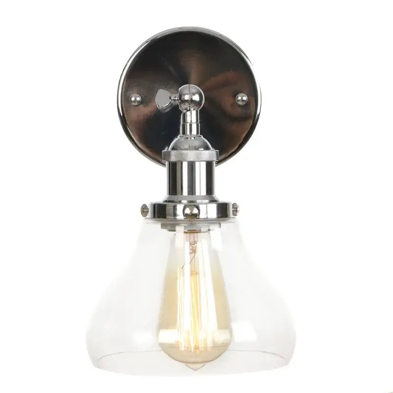 Industrial vintage silver glass wall lamp bedroom sconce