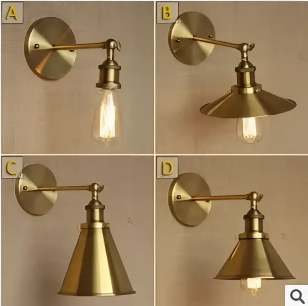Industrial vintage wall lamp brass adjustable sconce bedroom light