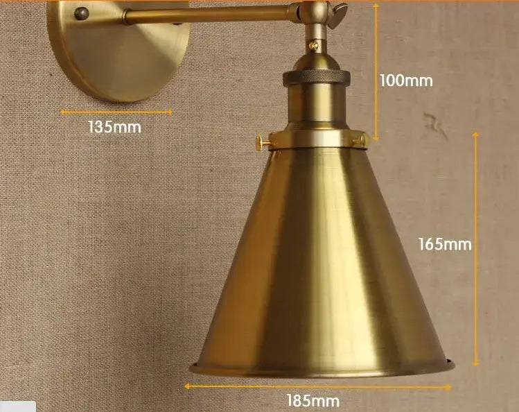 Industrial vintage wall lamp brass adjustable sconce bedroom light