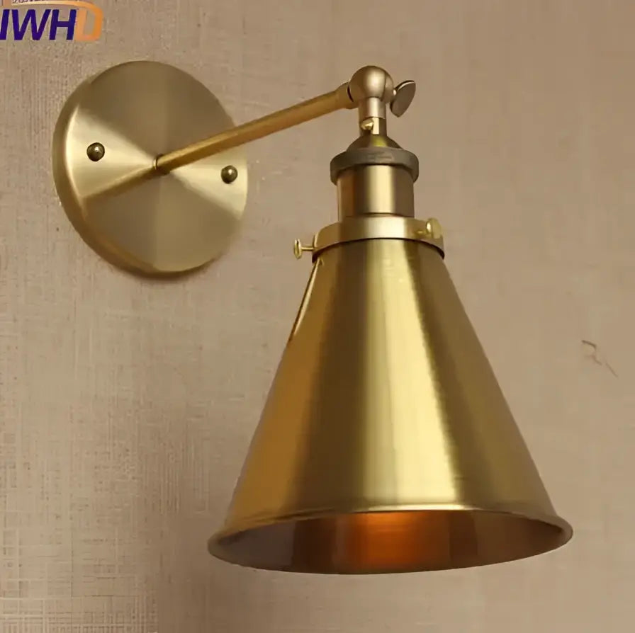 Industrial vintage wall lamp brass adjustable sconce bedroom light