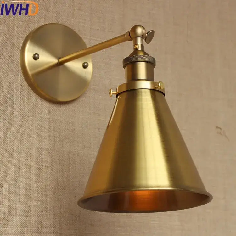 Industrial vintage wall lamp brass adjustable sconce bedroom light