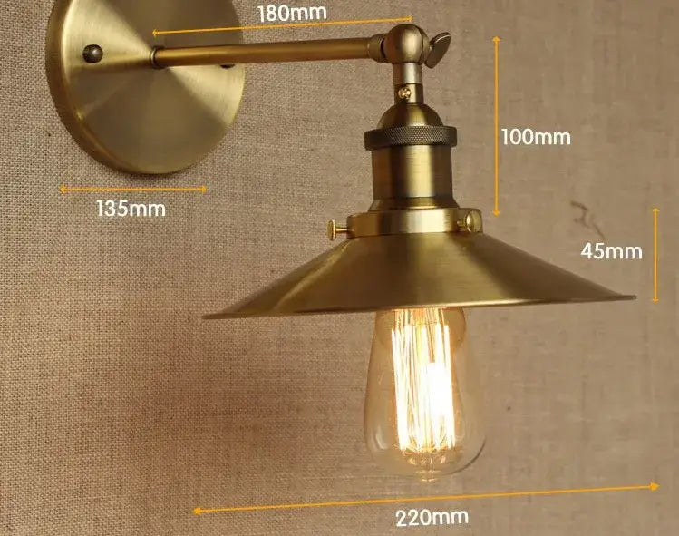 Industrial vintage wall lamp brass adjustable sconce bedroom light