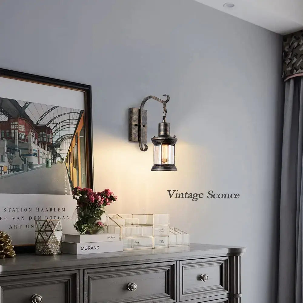 Industrial vintage wall light antique bronze sconce bedroom fixture