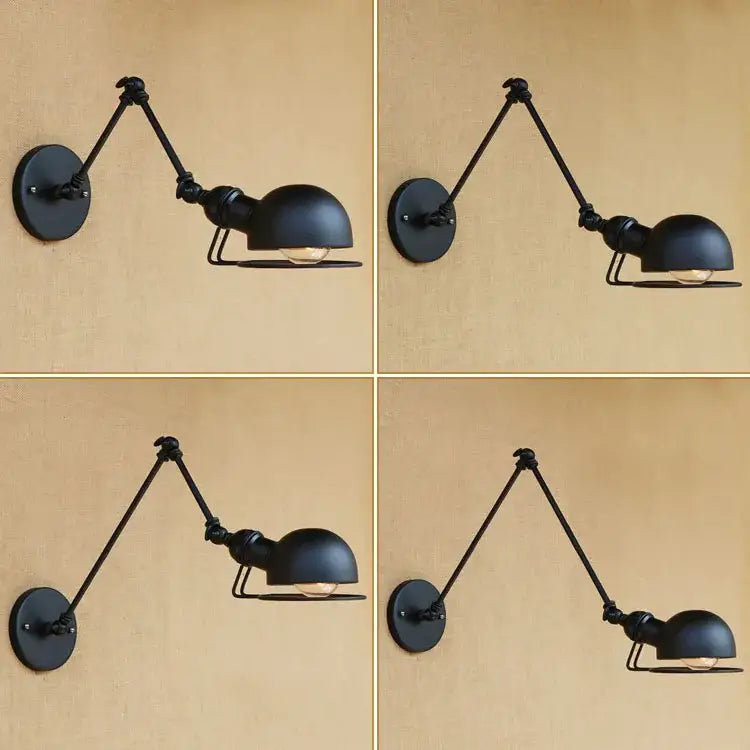 Industrial vintage wall sconce black swing arm light for bedroom