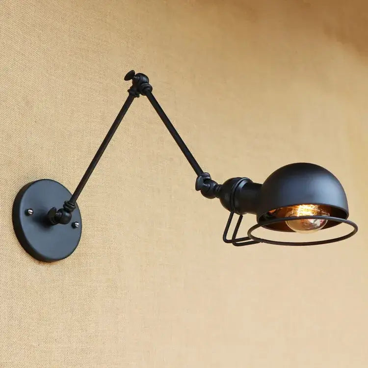 Industrial vintage wall sconce black swing arm light for bedroom