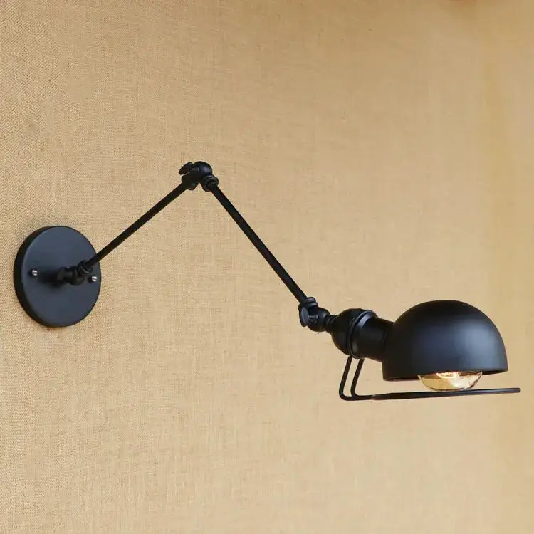 Industrial vintage wall sconce black swing arm light for bedroom