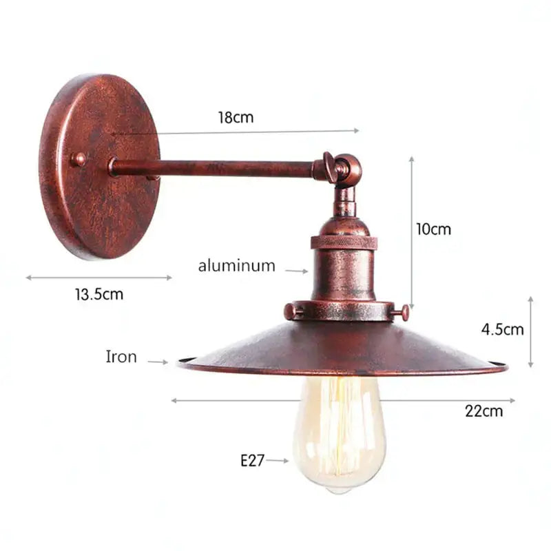 Industrial vintage wall sconce silver & rose gold bedroom light