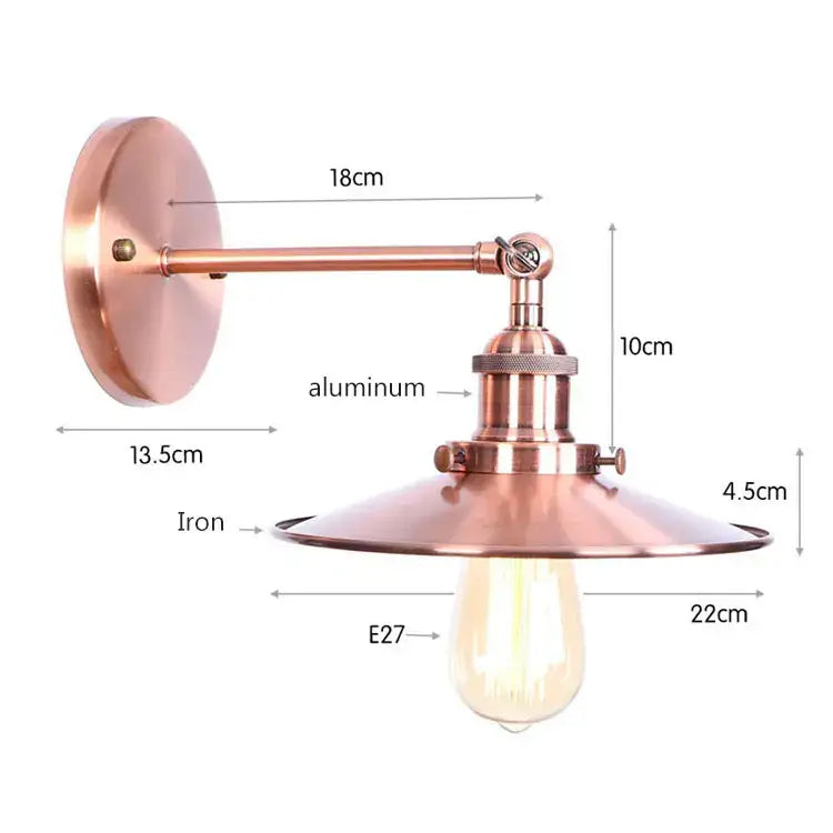 Industrial vintage wall sconce silver & rose gold bedroom light