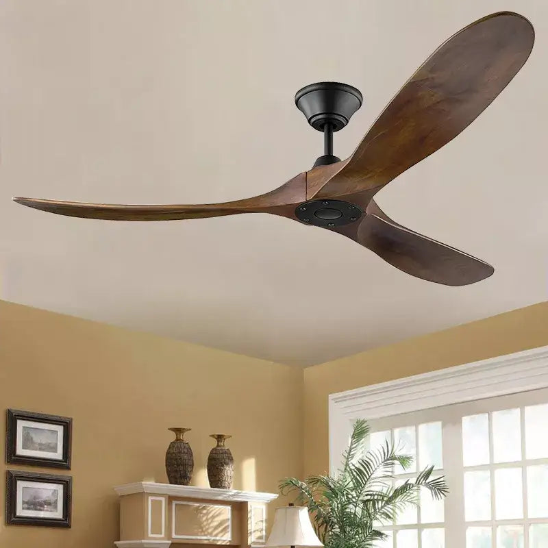 Industrial vintage wooden ceiling fan brushed nickel living room