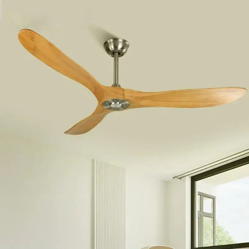 Industrial vintage wooden ceiling fan brushed nickel living room