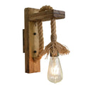 Industrial vintage wooden wall lamp bedroom rope sconce with tassel