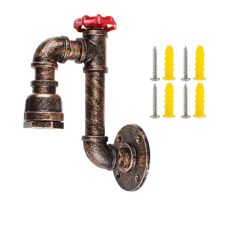 Industrial water pipe wall sconce for corridor with edison bulb