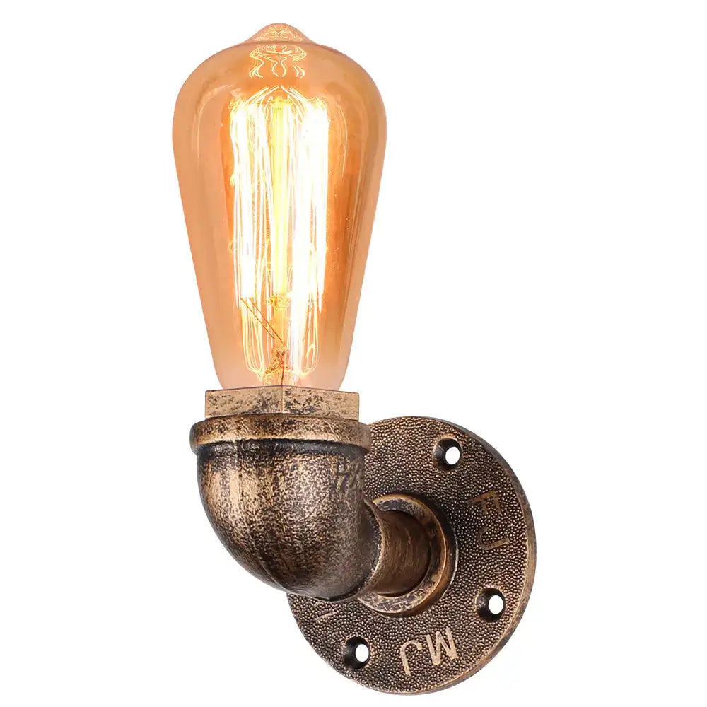Industrial water pipe wall sconce kitchen light in black & brass
