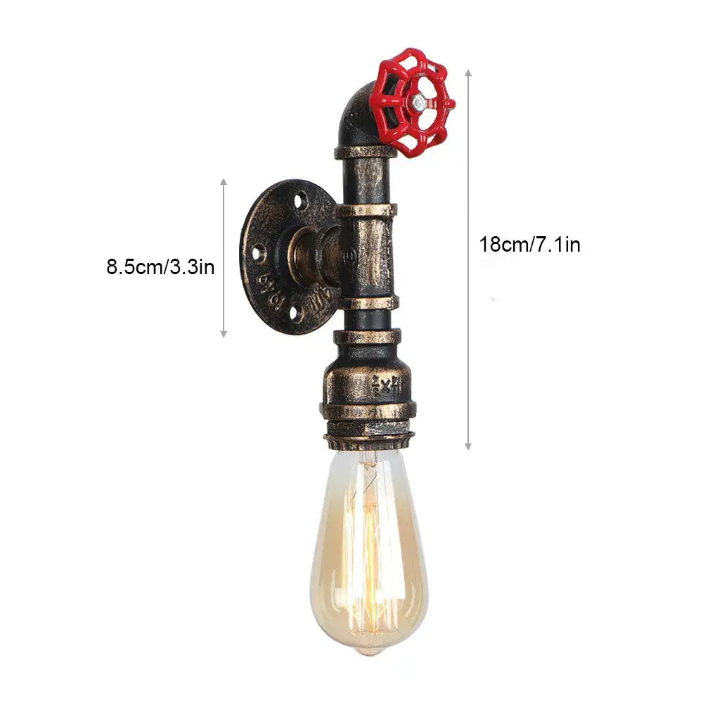 Industrial water pipe wall sconce – living room vintage iron lamp