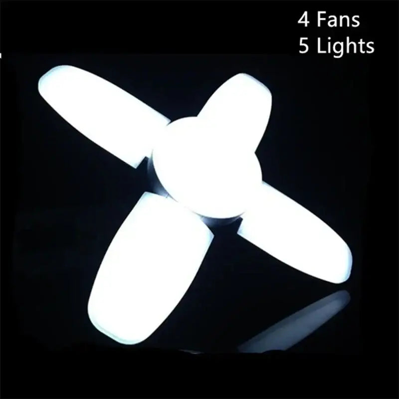 Industrial white deformable led ceiling light garage four wing bulb
