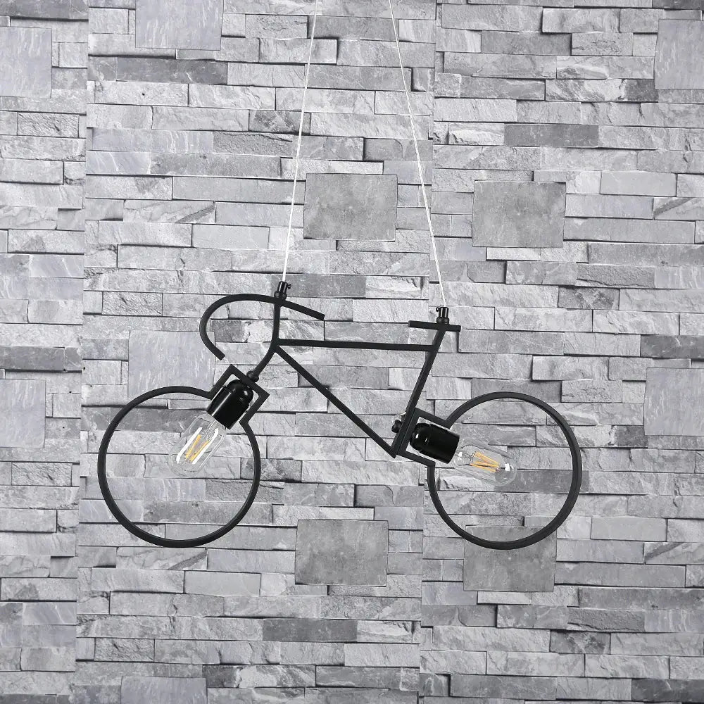 Industrial white iron bicycle pendant light living room decor