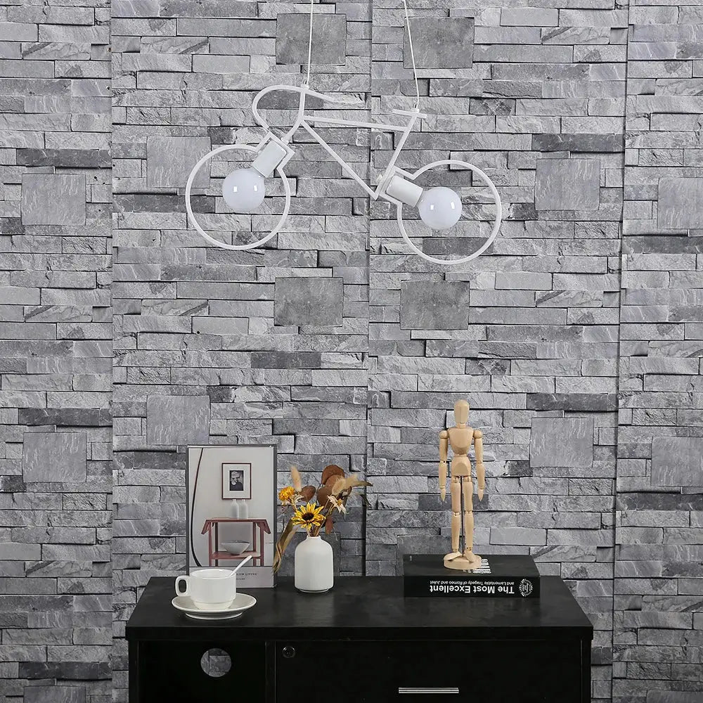 Industrial white iron bicycle pendant light living room decor