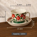 Ink flowers ceramic cup and saucer set dining room floral teacup