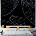 Interstellar sky map constellations black celestial tapestry bedroom