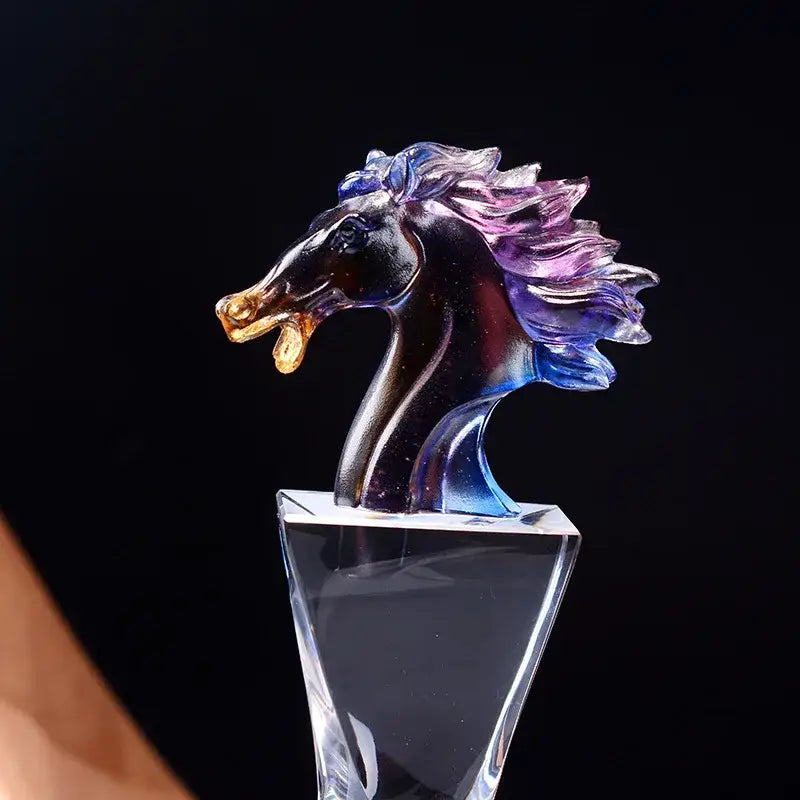 Iridescent decorbites crystal horse trophy living room decor figurine
