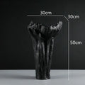 Irregular resin vase black & white textured tree trunk living room decor