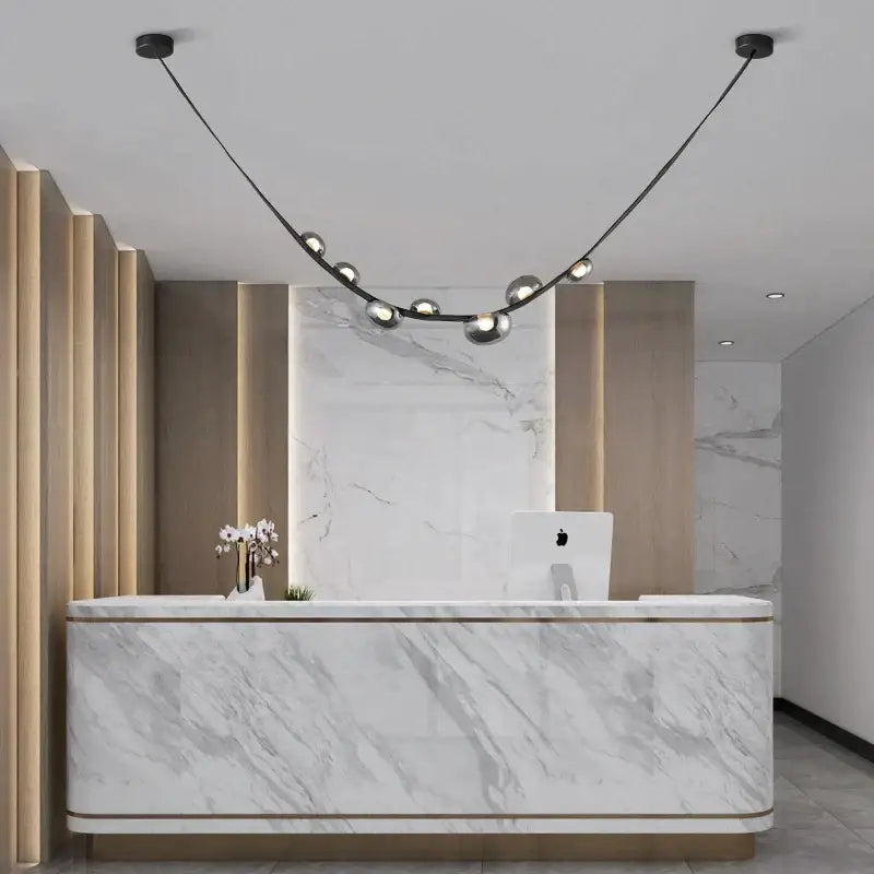 Italian light luxury leather black metal chandelier dining room